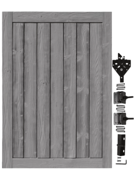 Nantucket Gray Sherwood Gate 70 in. high x 48 in. wide with Hardware