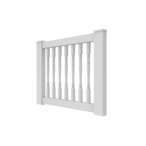 36" x 48" White w/ Round Baluster Rail Gate Kit.