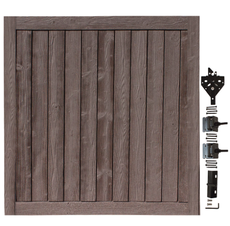 Walnut Brown Sherwood Gate 70 in. high x 71 in. wide with Hardware 