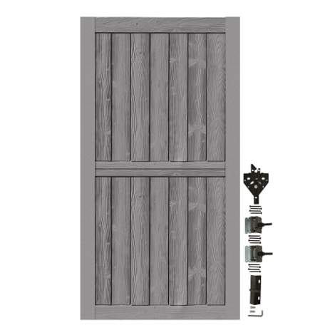 Nantucket Gray Sherwood Gate 96 in. high x 48 in. wide with Hardware