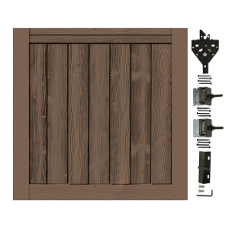 Walnut Brown Sherwood Gate 48 in. high x 48 in. wide with Hardware