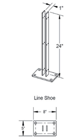 Concrete Mounting Bracket- Molded Vinyl - 24 in. Line Post 6H 8x5 Base Plate