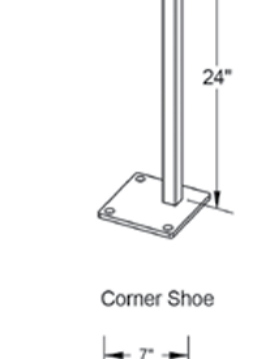 Concrete Mounting Bracket - Molded Vinyl - 24 in. Corner Post 6H 7x7 Base Plate