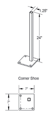 Concrete Mounting Bracket - Molded Vinyl - 24 in. Corner Post 6H 7x7 Base Plate