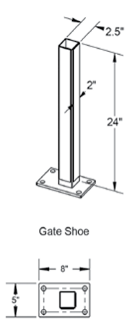 Concrete Mounting Bracket- Molded Vinyl - 24 in. Gate Post 6H 8x5 Base Plate