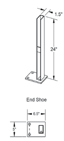 Concrete Mounting Bracket- Molded Vinyl - 24 in. End Post 6H 6.5x5 Base Plate