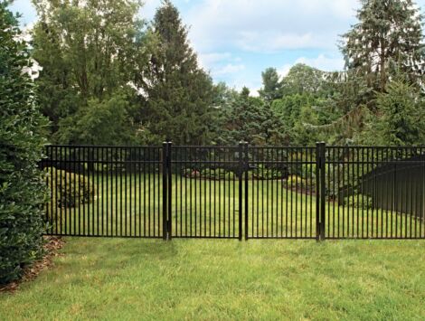 54" H x 10' W Bradford Double Picket Straight Double Drive Gate Black