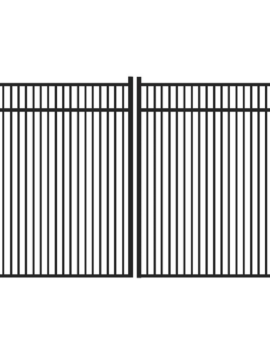 54" H x 10' W Bradford Double Picket Straight Double Drive Gate Black