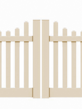 5'H x 10'W New Bedford Picket Scallop  Double Drive Gate Tan