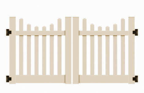 4' H x 10' W New Bedford Picket Scallop Double Drive Gate Tan