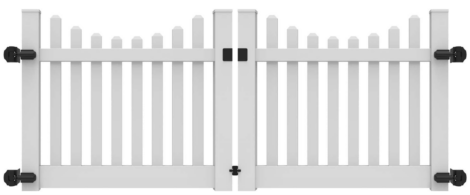 4' H x 10' W New Bedford Picket Scallop Double Drive Gate White 